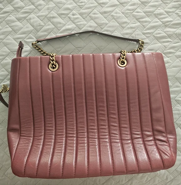 Henri Bendel Burgundy Purple Zip Tote Bag